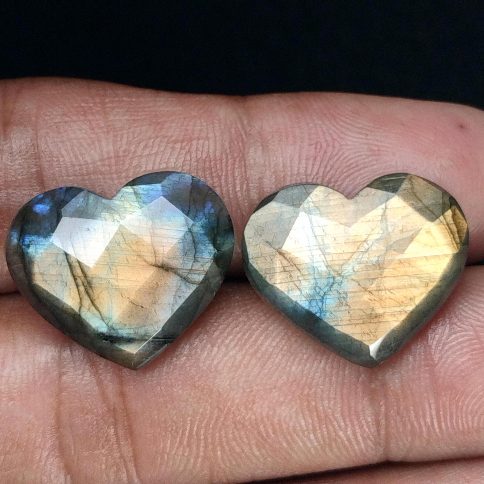 Labradorite Gemstone Cabochon Duo Faceted Brilliance for Artisanal Jewelry 16×20