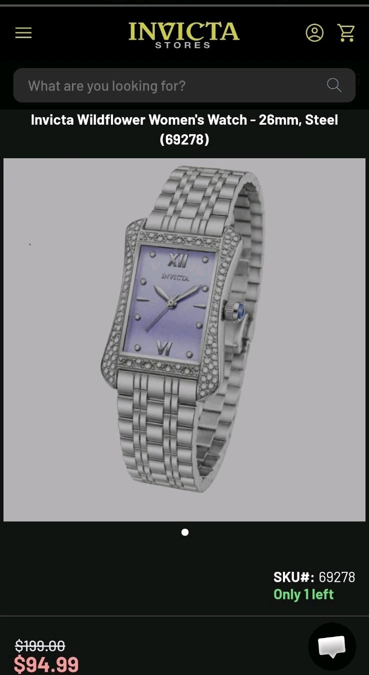 Woman’s Invicta Wildflower 69278 30m Water Resistance Flame Fusion Crystal
