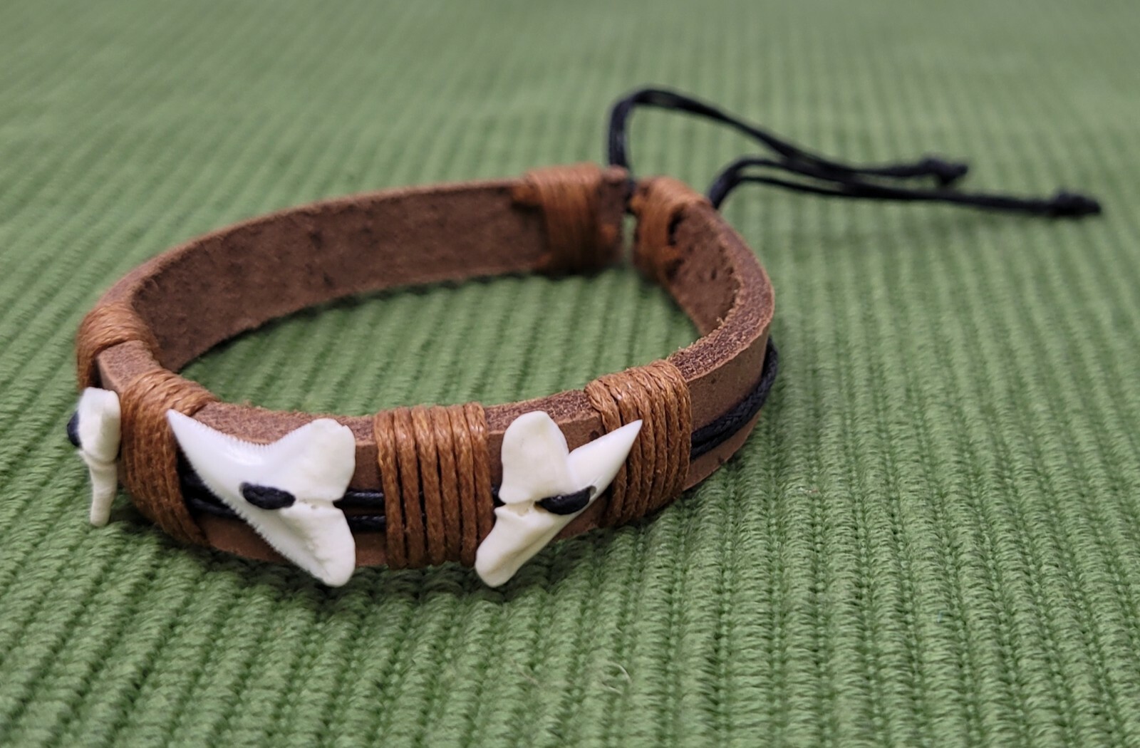 Real Shark Tooth Bracelet Shark Teeth Bracelet Adjustable Leather Bracelet