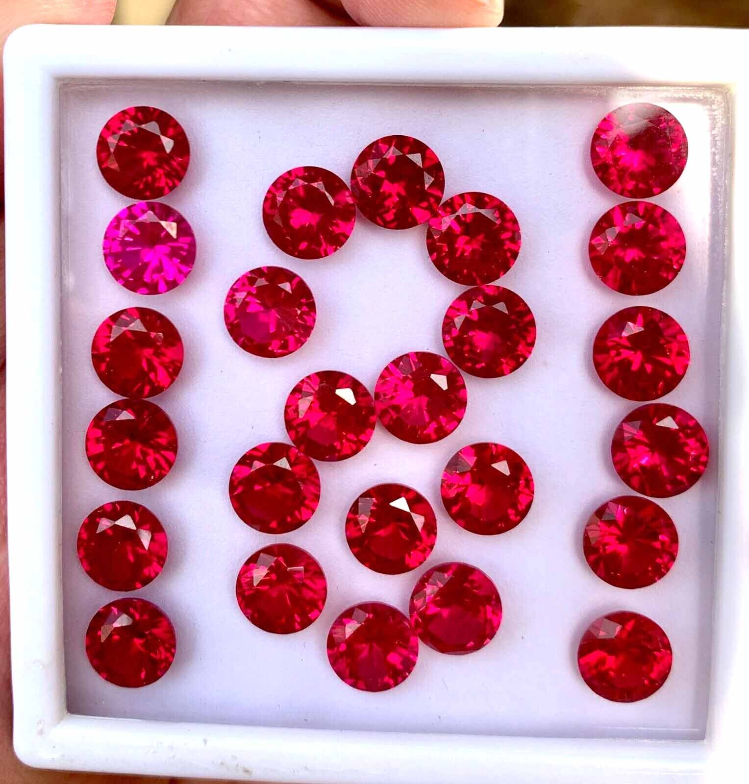 10 Pcs Natural Flawless Mogok Red Ruby Round Cut Loose Gemstone GIT Certified
