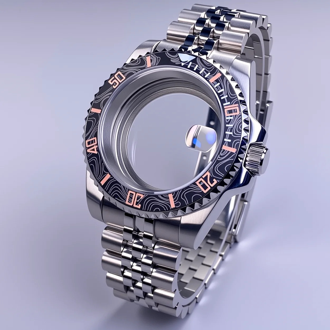 40mm Watch Case Sapphire Crystal NH35 Compatible 120-Click Bezel Water Resistant