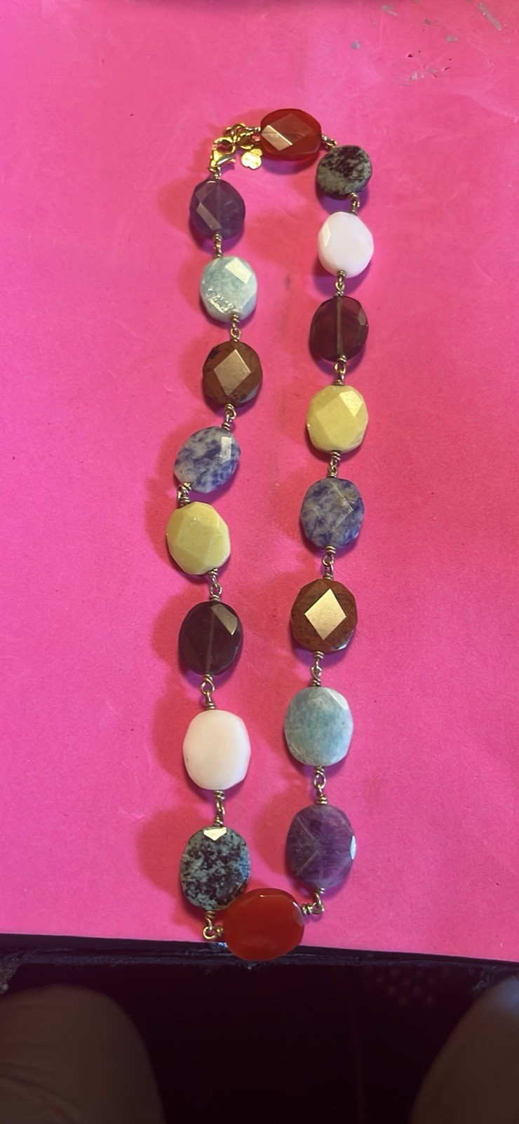 TOUS VERMEIL 925 POLISH STONES 16 INCHES NECKLACE
