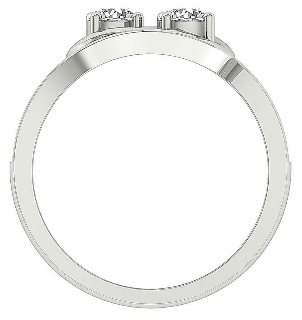 I1 G 1.00 Ct Round Cut Diamond Forever Us Two Stone Ring 14K White Gold 12.40 mm