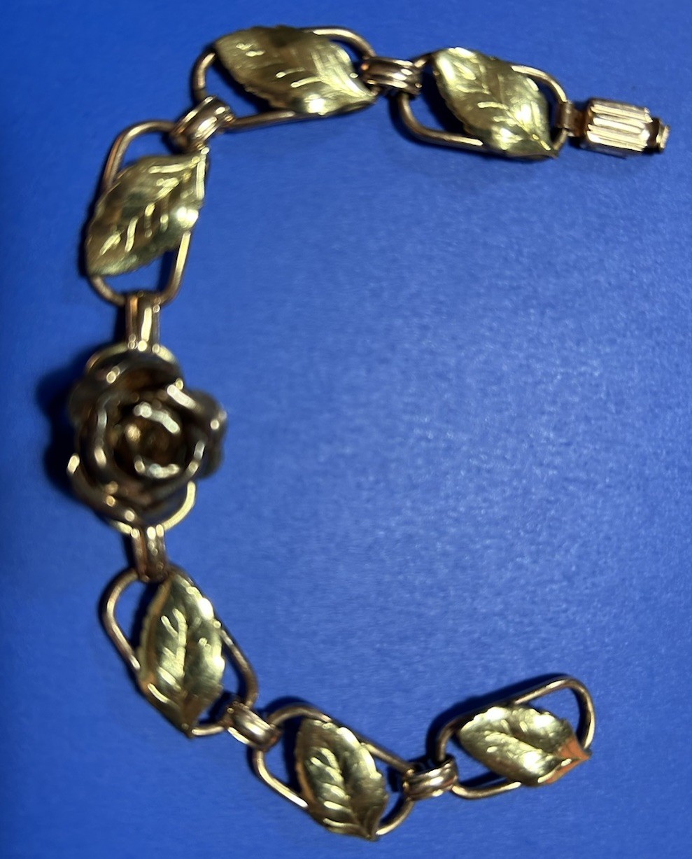 Vintage signed 12k gold filled Probst rose 7” bracelet