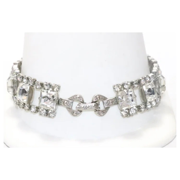Vintage Costume Rhinestone Link Bracelet