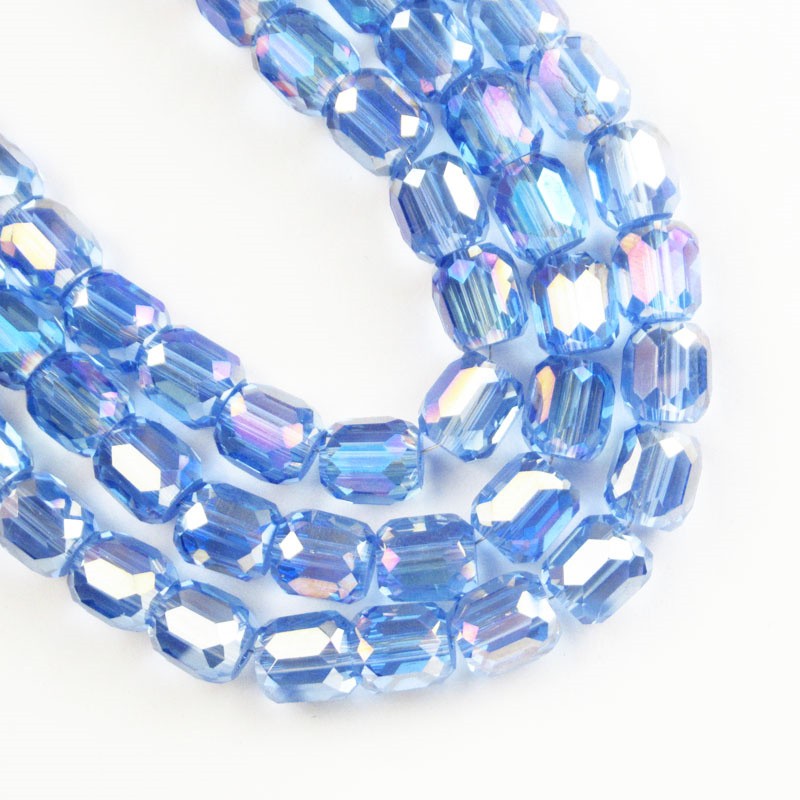 1Strand 8x7mm Faceted Blue Crystal Column Loose Bead 24inch SJTZ24
