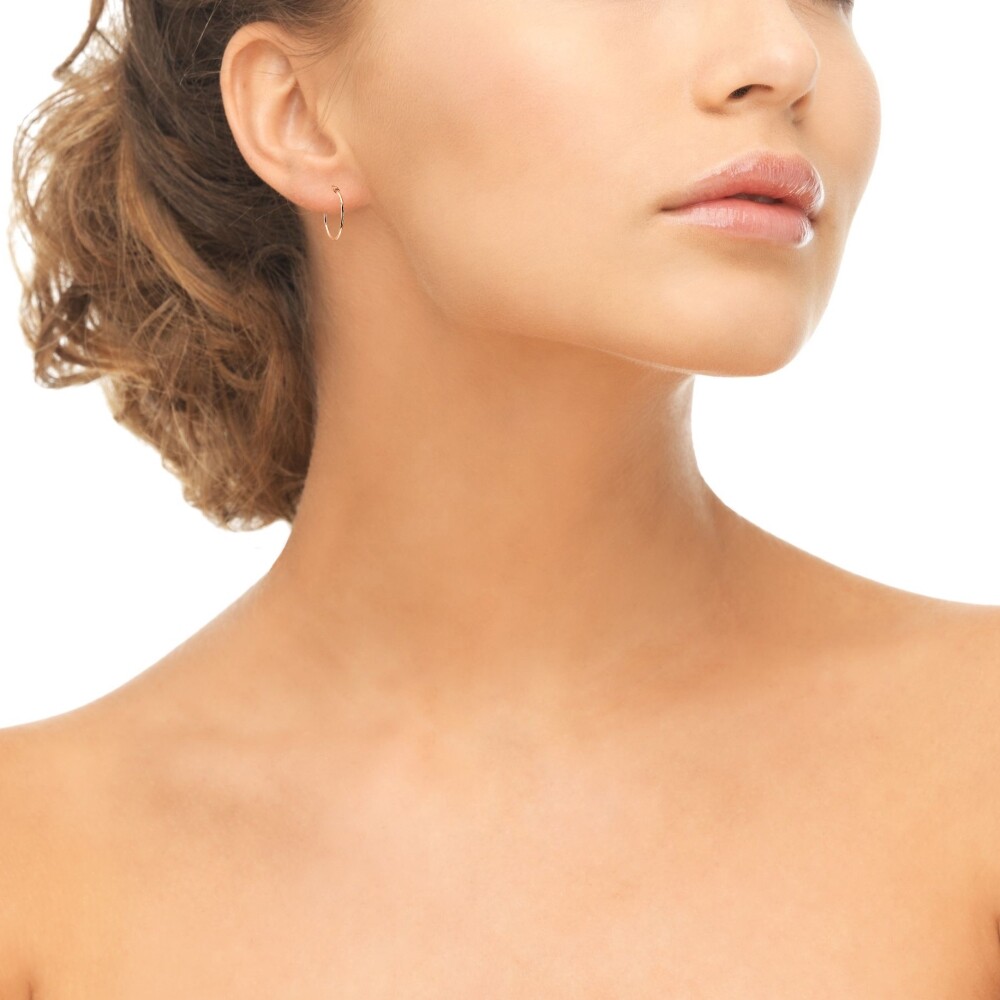 Rose Gold Flash Silver Sm 20mm Polished Round Lightweight Unisex Hoop Earrings