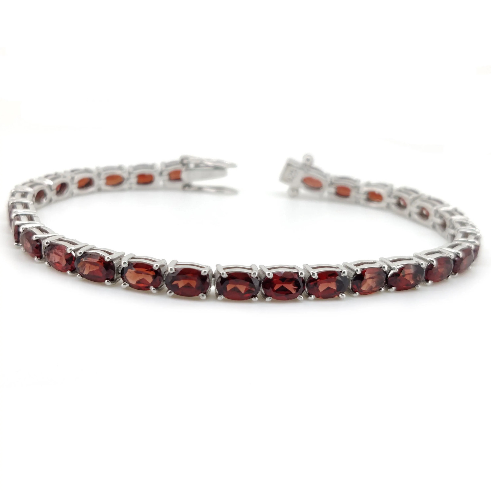 Red Garnet Tennis Bracelet Sterling Silver January Birthstone Gemstone Jewelry