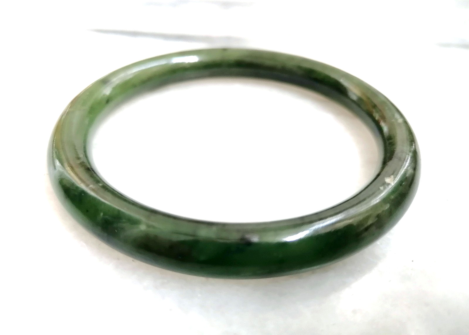 BEAUTIFUL ANTIQUE AUTHENTIC GREEN JADE RING BRACELET, CHINA, 1900.