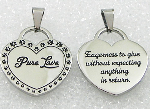 Pure Puppy Love Necklace Dog Paw Prints Stainless Steel Black Cord