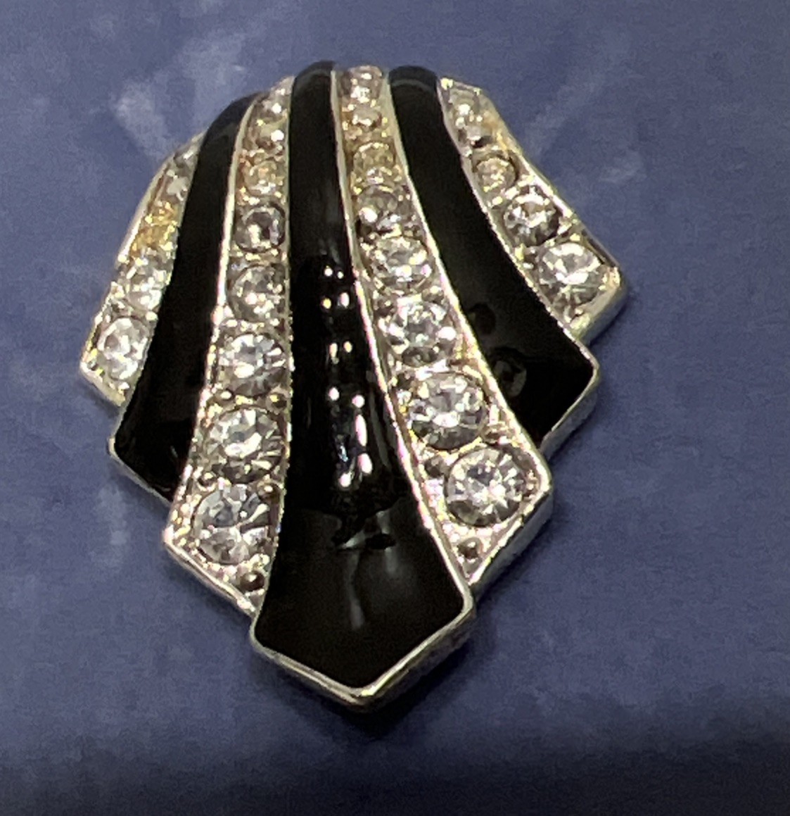 Nina Ricci Avon Art Deco Jewelry Crystal Black Enamel Earrings