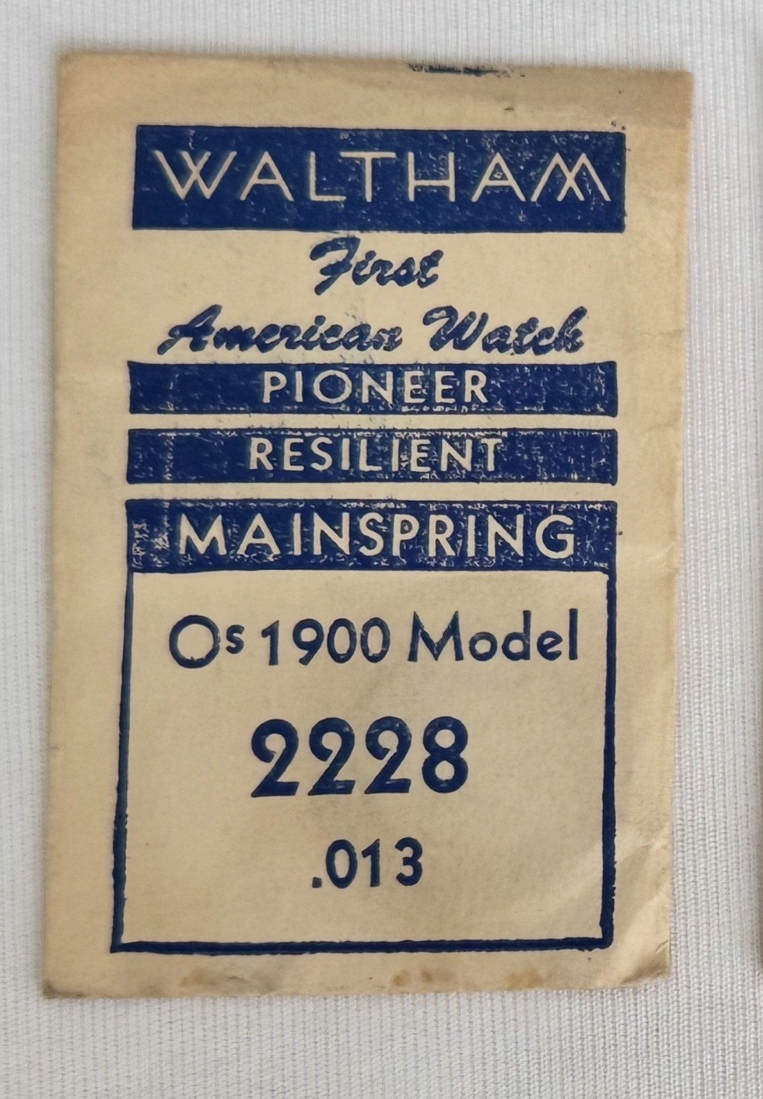 Waltham Factory Mainspring for 0s 1900 Model No. 2228 – Steel .13