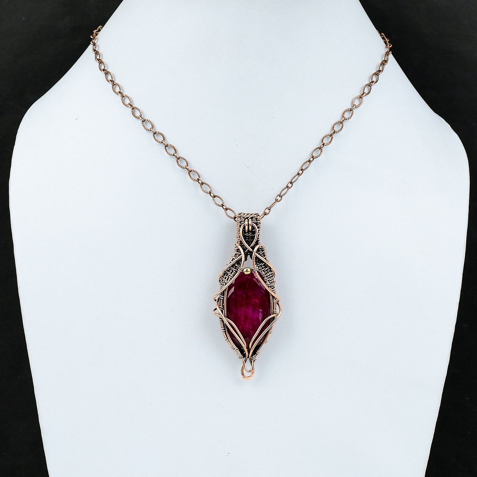 Wire Wrapped Pendant Amazing Gemstone Jewelry Handcrafted Copper Dailywear 2.76″