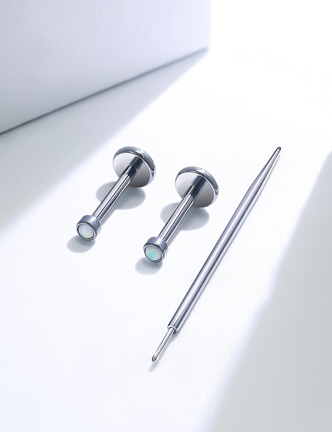 20G 18G 16G Threadless Push In Astm F136 Titanium Nose Ring Studs Flat Back S…