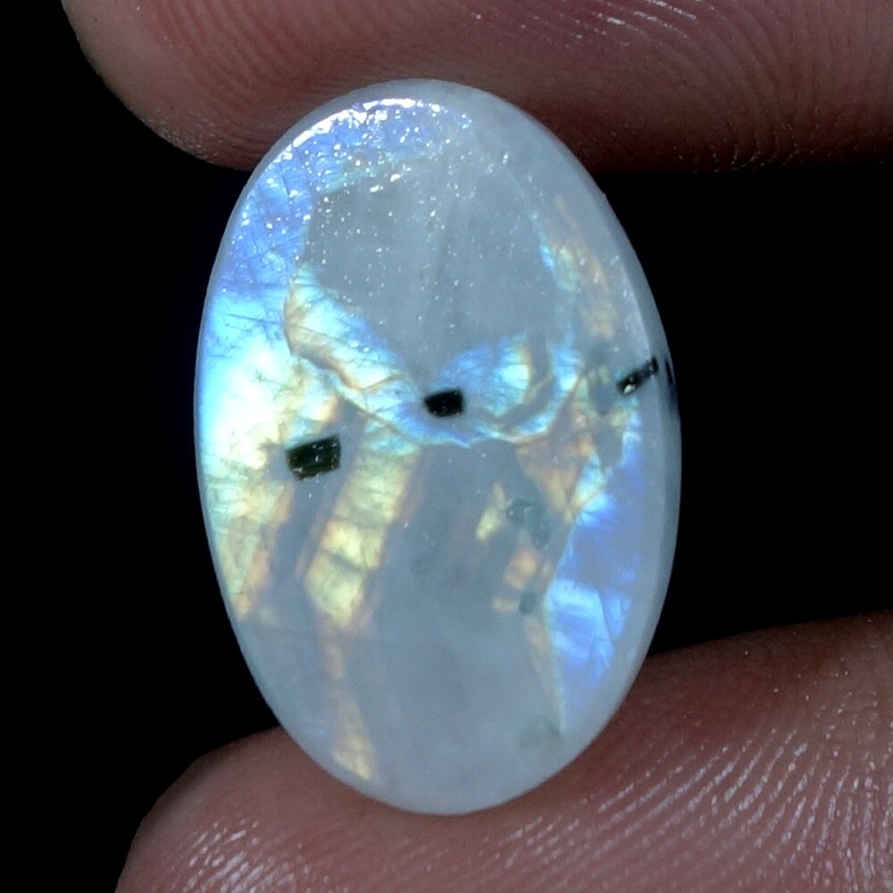 13.90 Cts Natural Blue Rainbow Moonstone Facet Cabochon Specimen jewelry makin