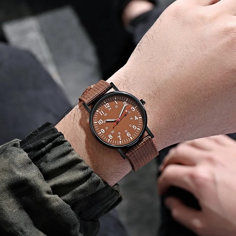 Men’s Military Army Luminous 24 Hours Dial Nylon Strap Date Quartz Wrist Watch
