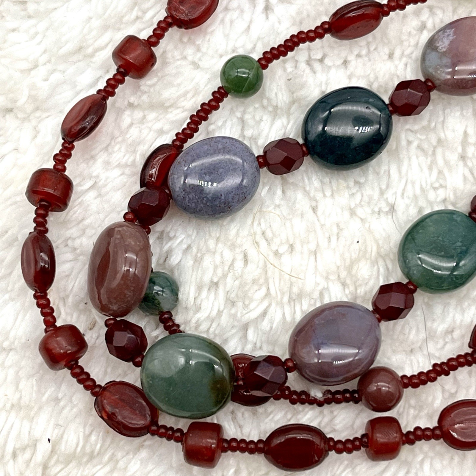 Boho Agate Necklace Bracelet Jewelry Set Rich Earth Tone Stones