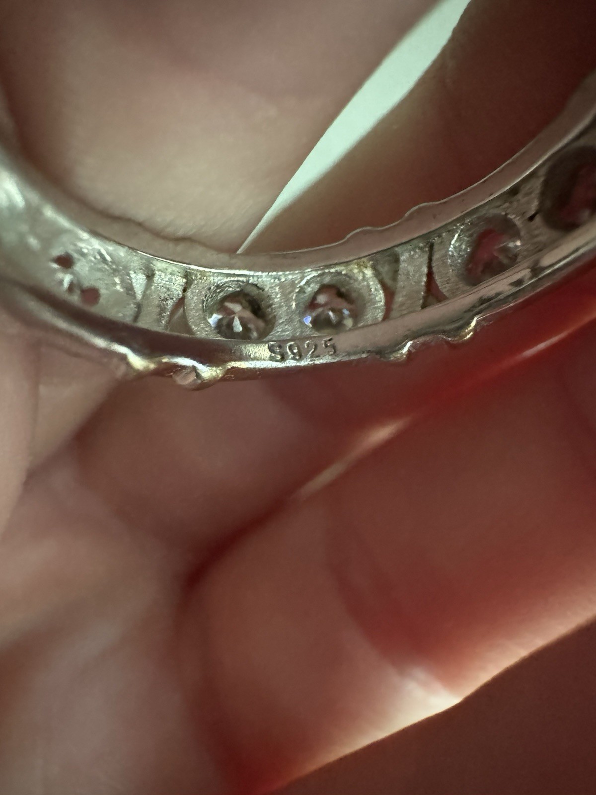 925 Sterling Silver Bezel Set Clear Crystal Stackable Band Ring Size 7 5mm