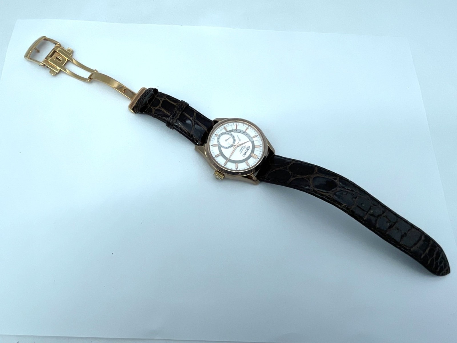 Near MINT SEIKO PRESAGE Automatic Watch Rose Gold 6R27-00B0 SARW004 New Band