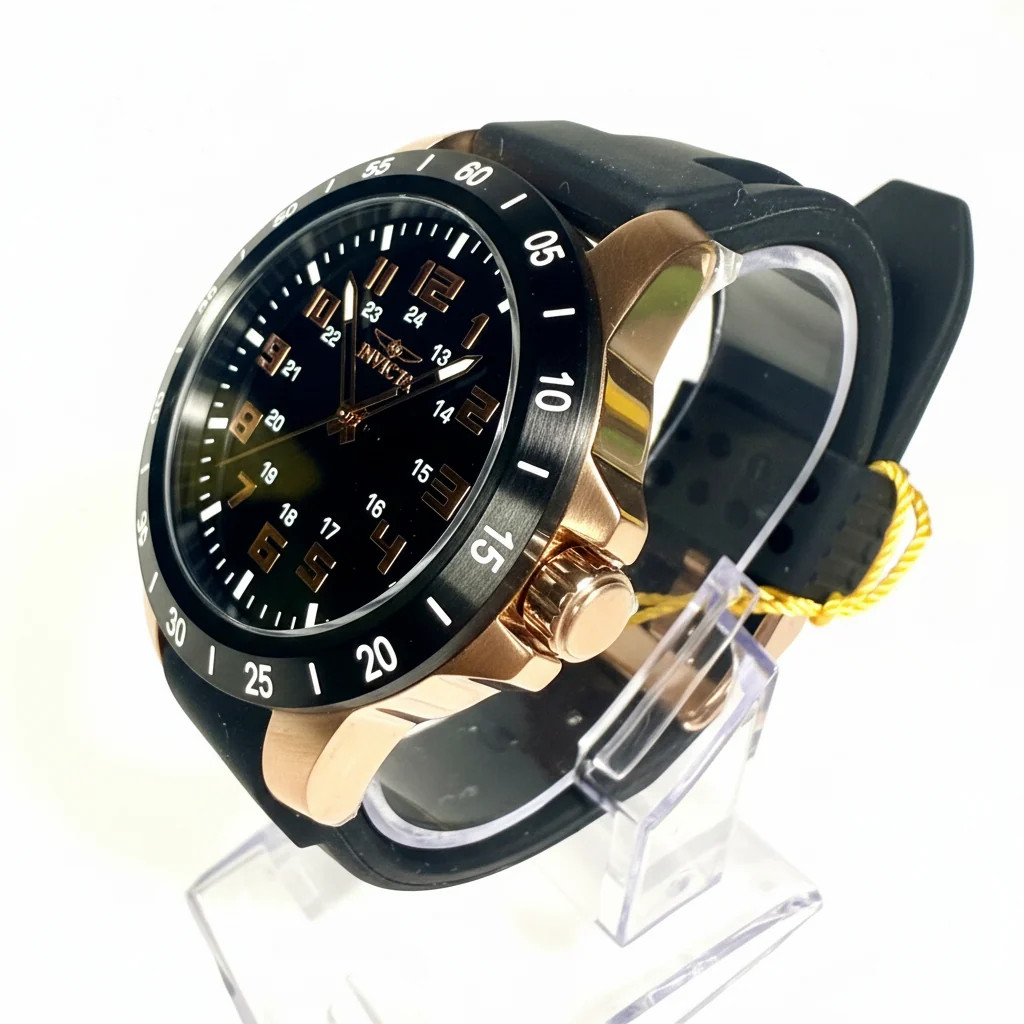 40000a Mens Pro Diver 45mm Rose Gold Stainless Steel Black Dial Silicone Watch