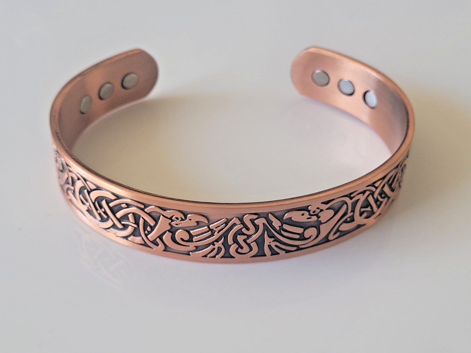 Pure Copper Magnetic Bracelet Arthritis Pain Therapy Healing Cuff Celtic Phoenix