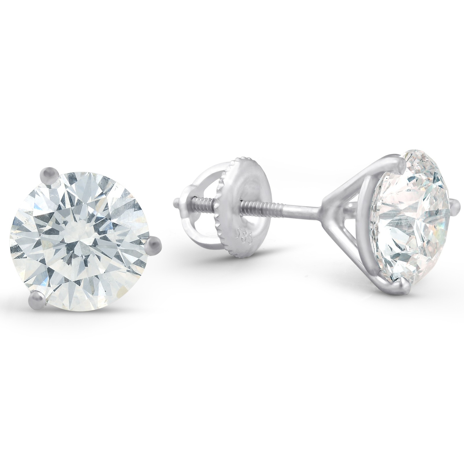 Certified 4Ct Lab Grown Diamond Martini Screw Back Studs White Gold (GH,VS2-SI1)