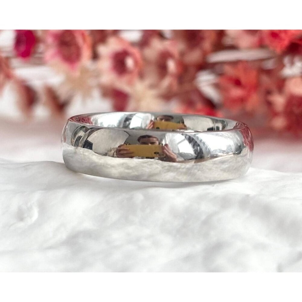 Pure Stainless Steel Unisex Band Minimalist Vintage Ring – sz 10