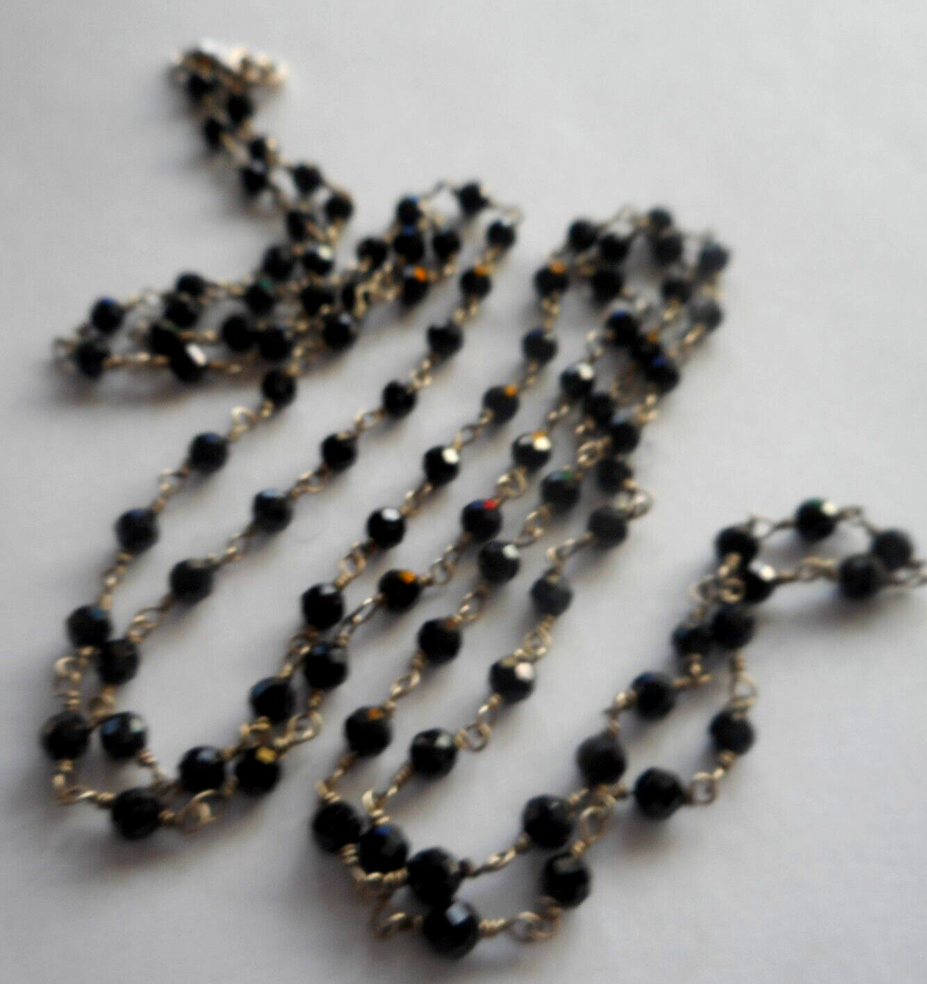 Milor Sterling Silver Tiny Black Coated Crystal Wire Necklace 30″