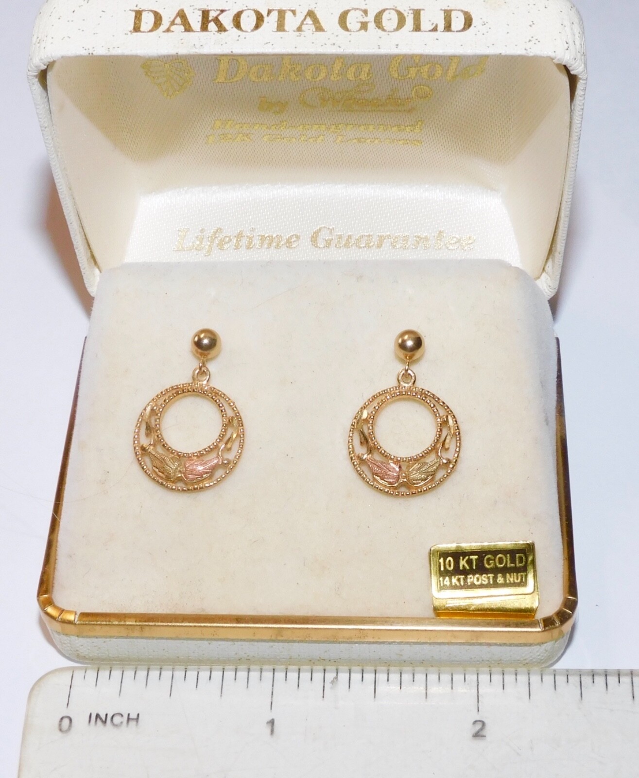 Black Hills Gold 10k 12k Dakota Gold Drop Leaves Earrings