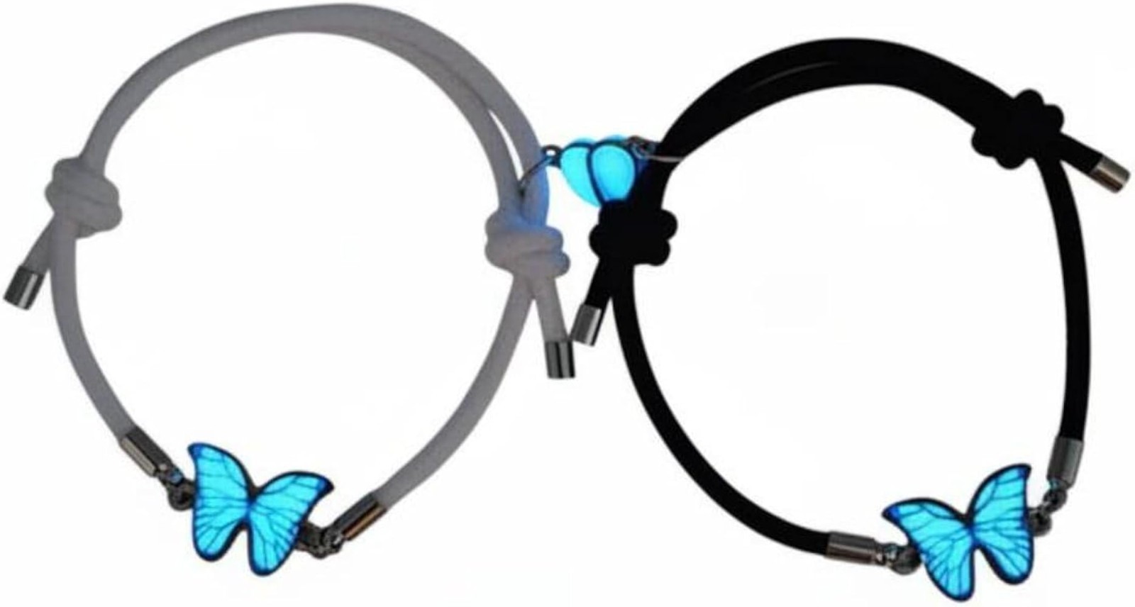 2pcs Couple Magnetic Blue Luminous ButterflyCharm Bracelet Glow In The Dark
