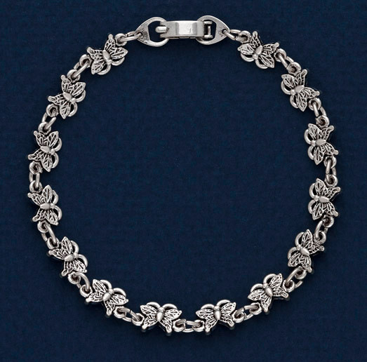 Antique Silver Plated Butterfly Bracelet If needed length can be Adjestable
