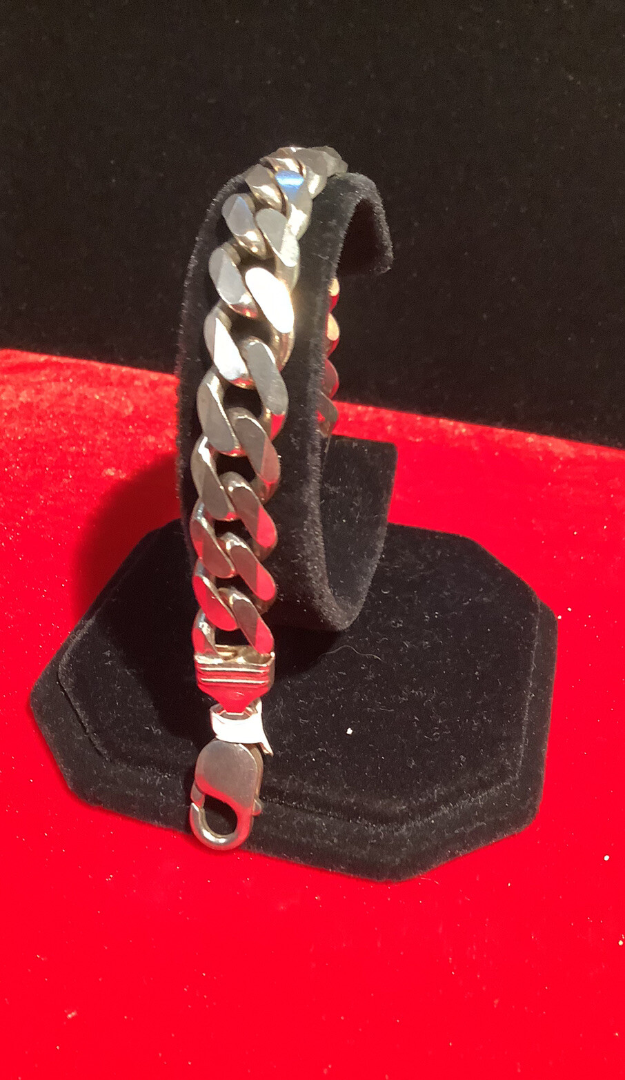 NEW CURB LENGTH LINK STERLING SILVER HEAVY 35.4 GRAMS BRACELET TIGHT LINK