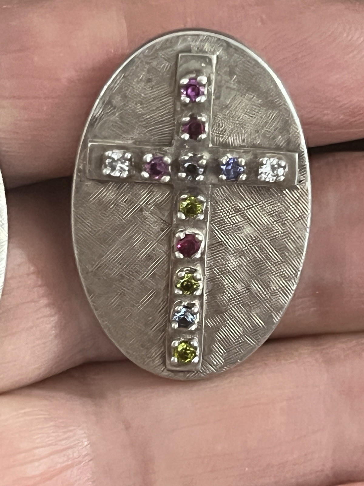 VINTAGE STERLING SILVER LARGE CUFFLINKS MULTI-STONE CROSSES DECORATION 36.3G