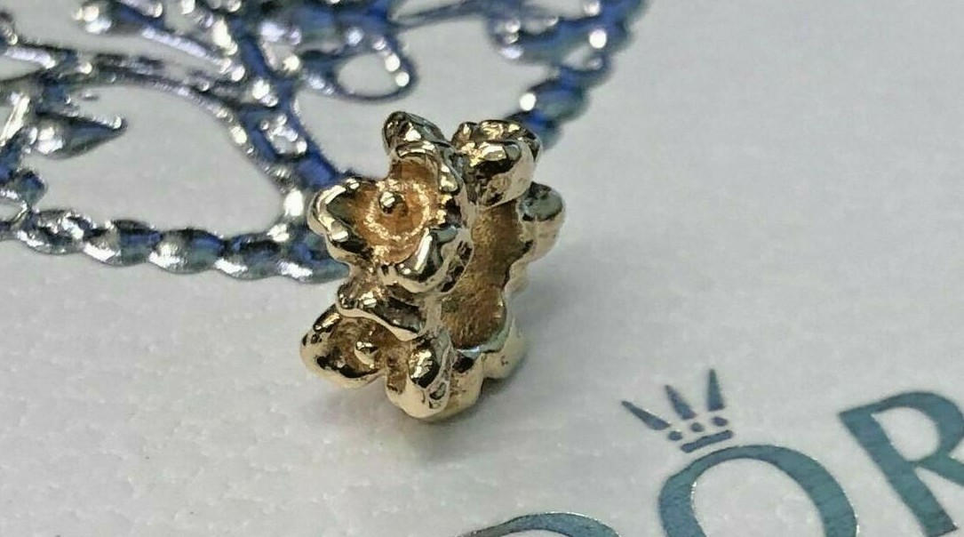 PANDORA | 14K GOLD ROSES CHARM ✪NEW✪ 750378 AUTHENTIC RETIRED FLOWER RARE 585ALE