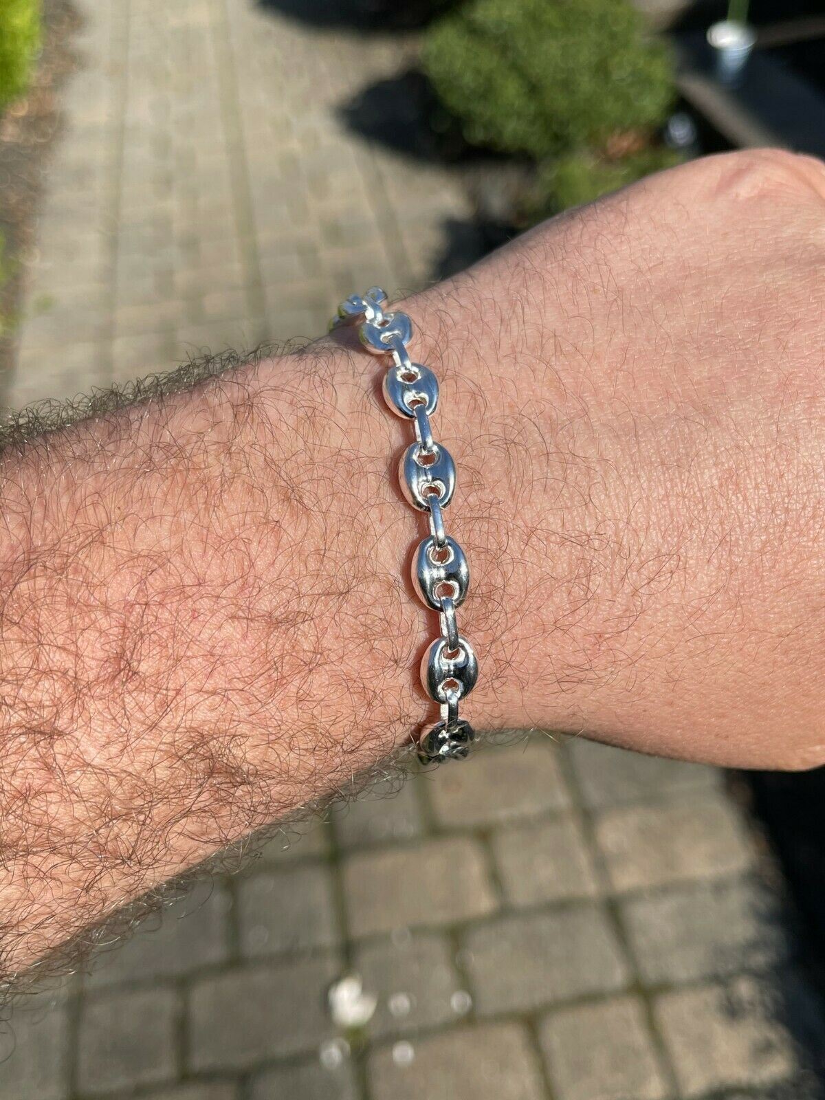 Real 925 Sterling Silver 8mm Puffed Mariner Link Chain Necklace Bracelet 7″-30″