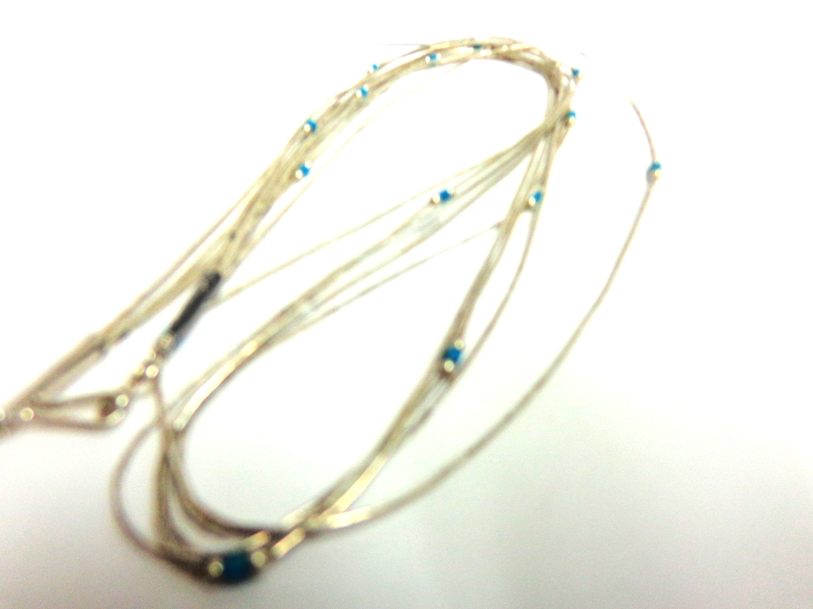 vintage sterling silver turquoise/liquid silver necklace sz 22 in wgt 7.2 grams