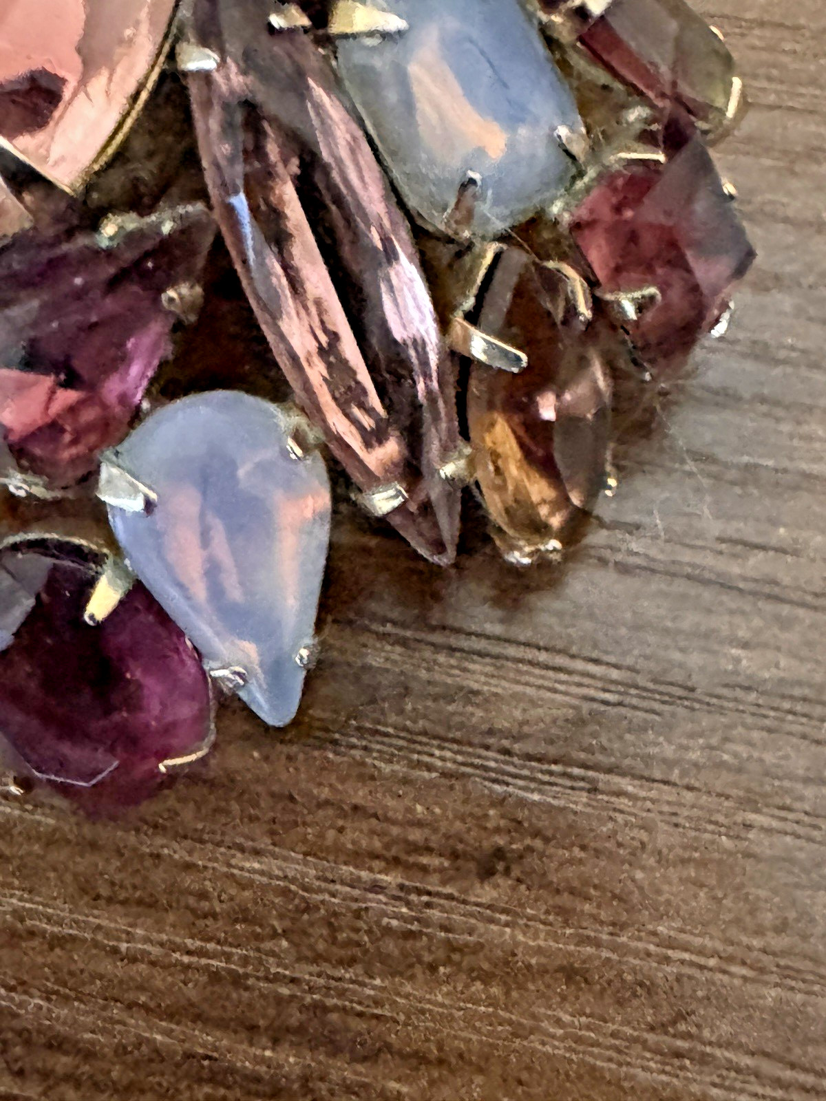 Domed Brooch Pin-Juliana D&E-Shades of Amethyst Stones-1.75″-Vintage 1967-68