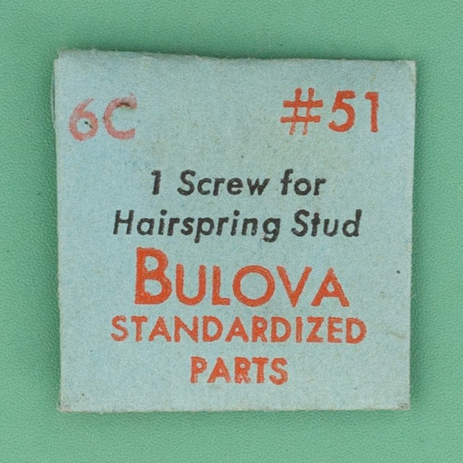 Genuine Bulova Part 51 Screw for Hairspring Stud 6A 6C 6CK 6CN NOS 0237
