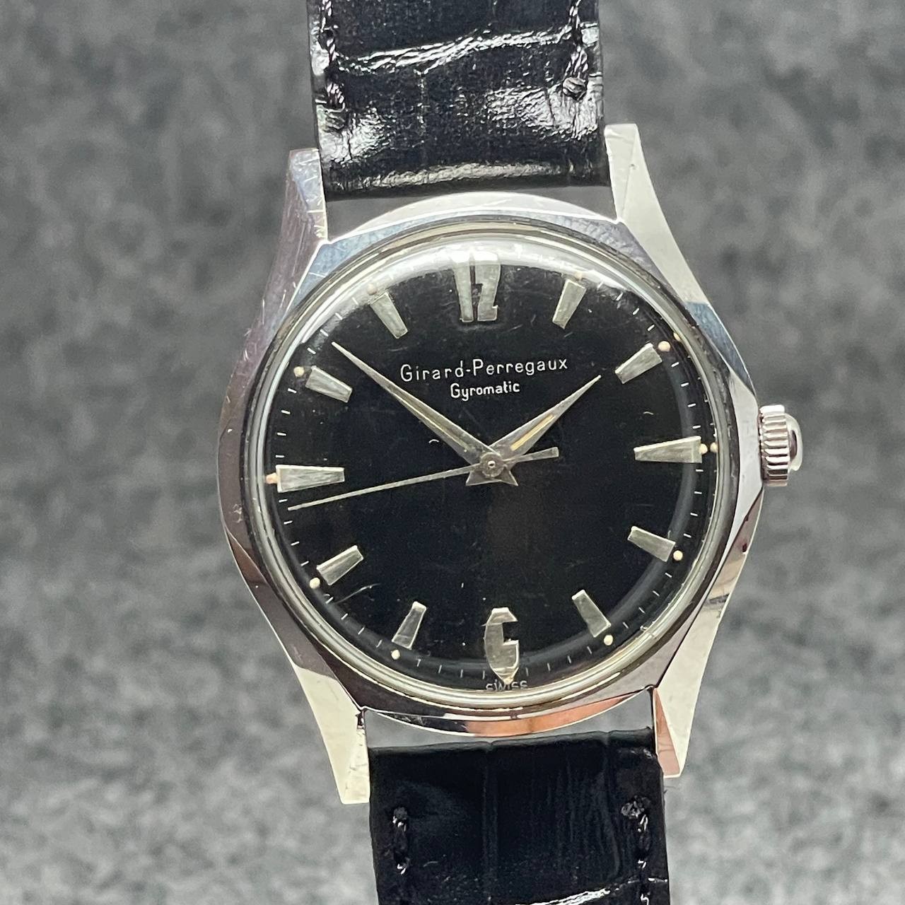 RARE GIRARD PERREGAUX GYROMATIC AUTOMATIC CAL 21.19 S STEEL SWISS WATCH Ca1970