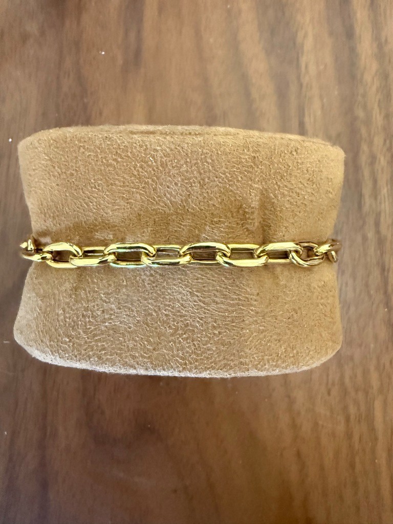 18K Yellow Gold Link Bracelet 6.9g | Turn-Lock & Figure-8 Safety | 7.5”
