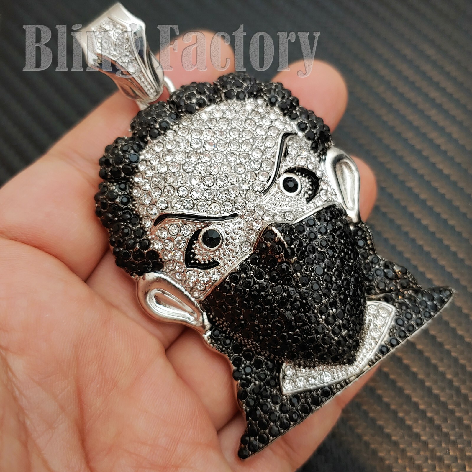 HIP HOP ICED LAB DIAMOND SILVER PLATED BOONDOCK MASKED GOON BLING CHARM PENDANT