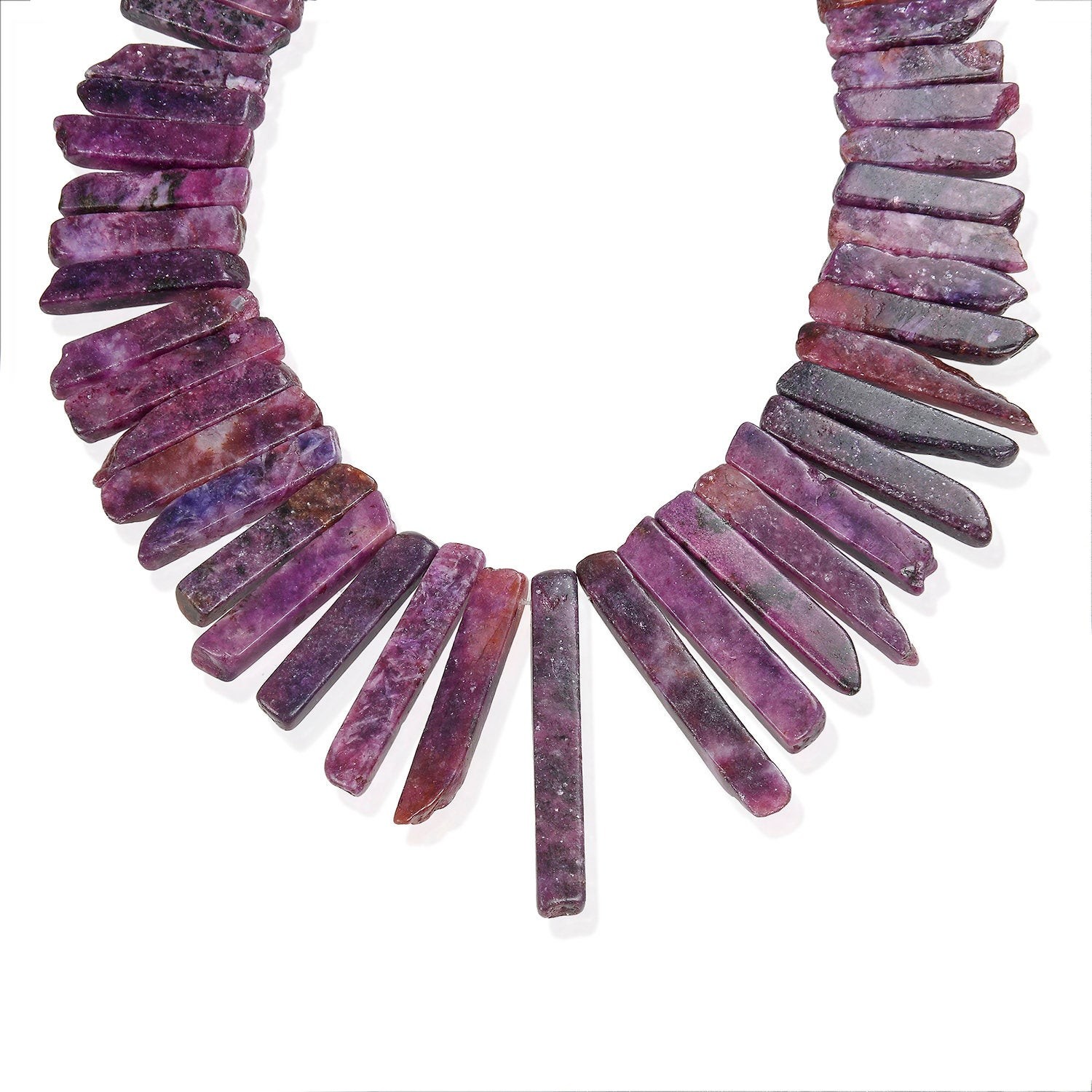 Purple Lepidolite Graduated Stick Beads Size Approx 30mm to 70mm 15.5″ Strand
