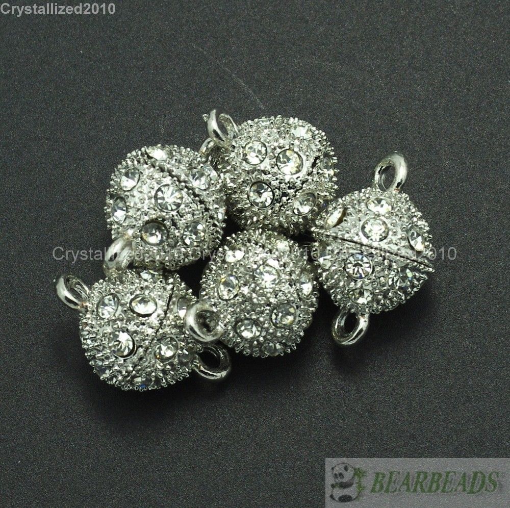 20 Sets Crystal Rhinestone Strong Magnetic Round Ball Connector Clasps Making