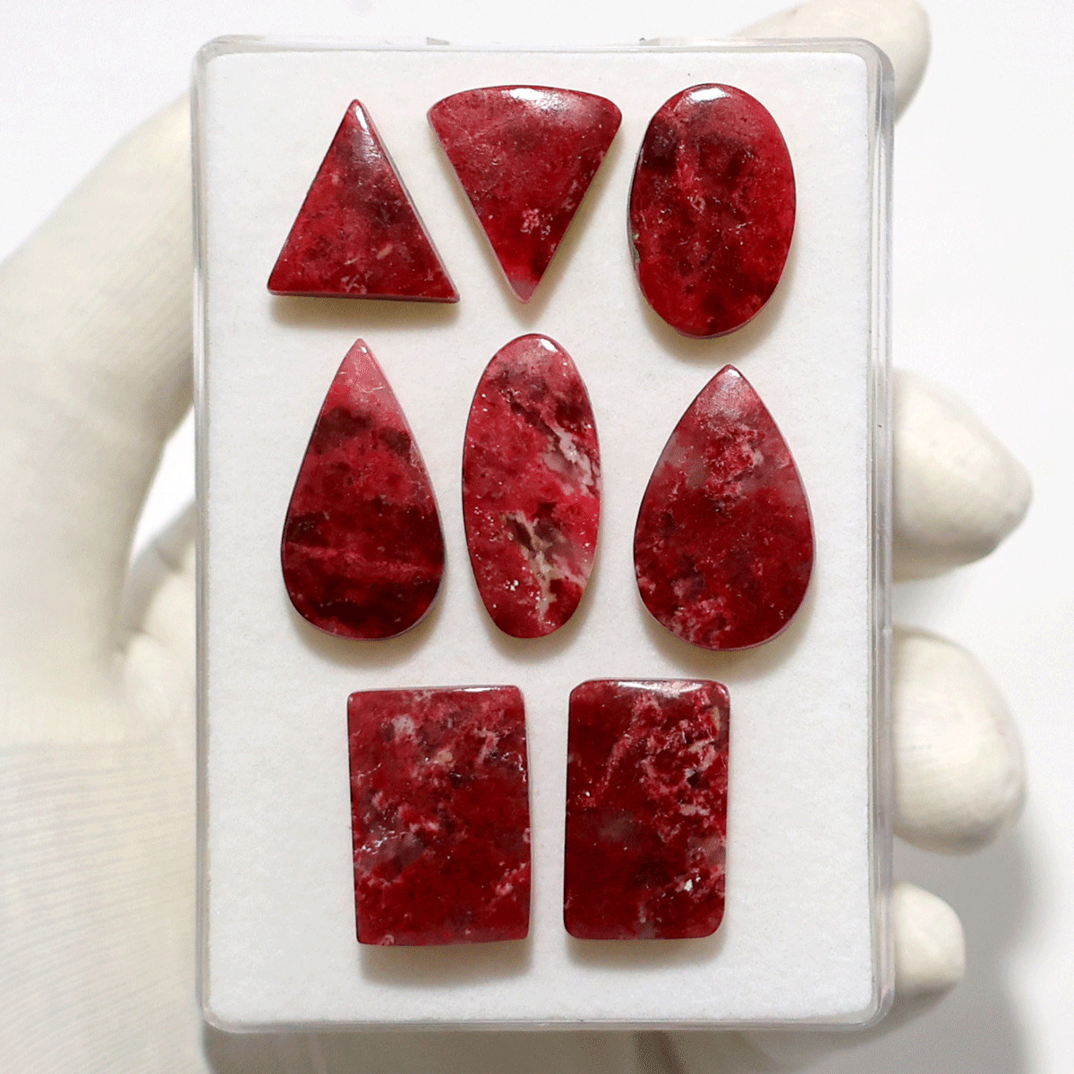 8 PC Natural Thulite Hi-Quality 16.2mm-24.7mm Mix Cabochon Loose Gemstones Lot