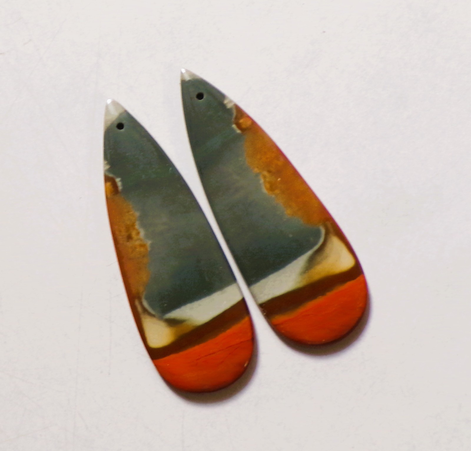 46.80 Cts Natural Polychrome Jasper Drilled Cabochon Pair Gemstone 49.4X17MM 77