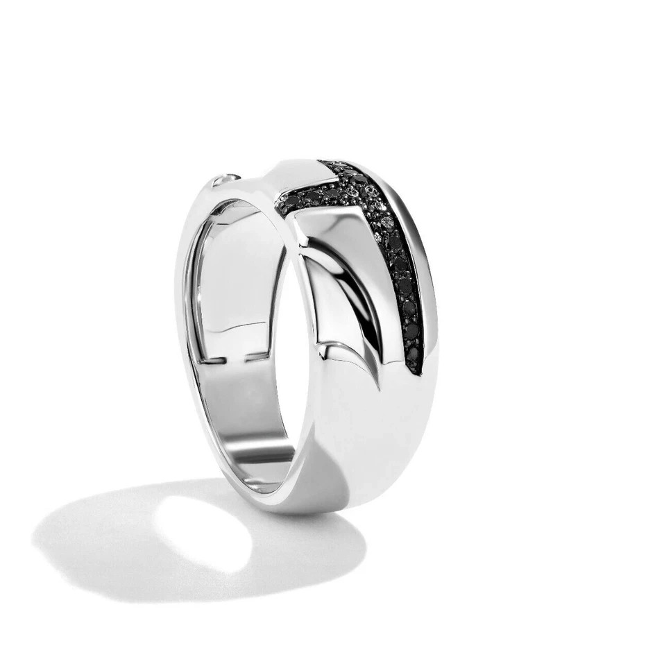 Star Wars The Mandalorian Black Diamond Ring 1/5 ct 925 Sterling Silver Men’s