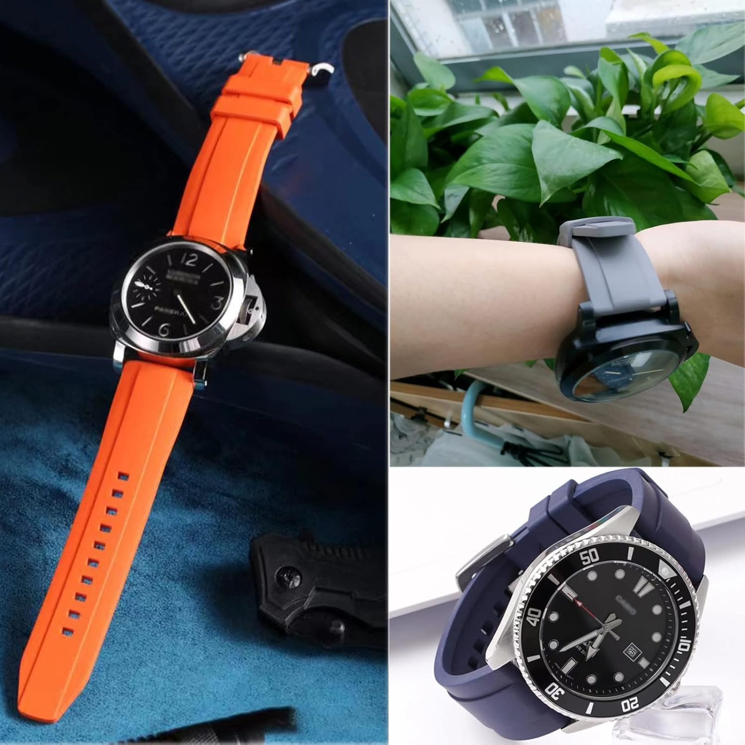 Correa Reloj Caucho Fluoro FKM 19mm 22mm Liberacion Rapida Suave Durable