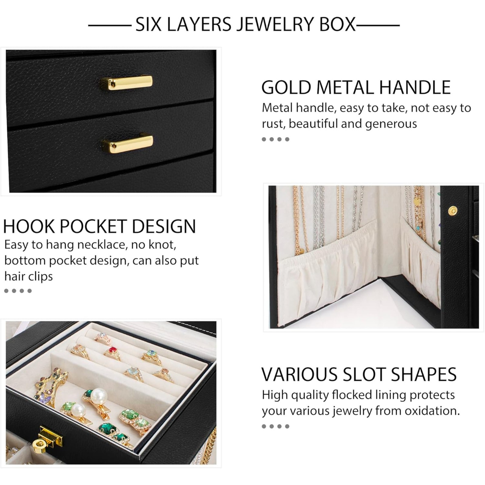 Jewelry Box Organizer Functional Leather Jewelry Storage Case for Women Girls
