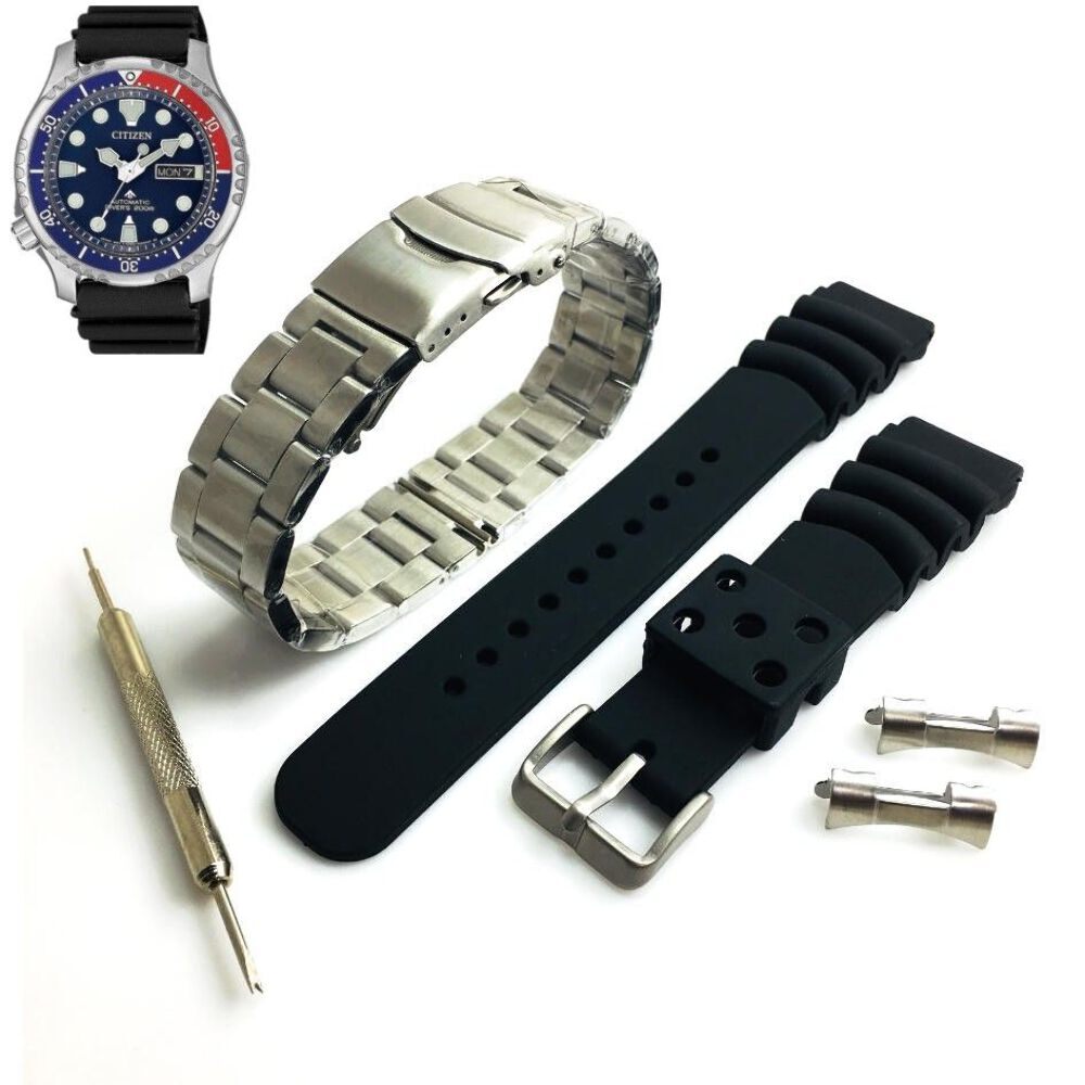 Pack Of Steel & Silicone Replacement watch band Citizen Promaster NY0086-16L 83L
