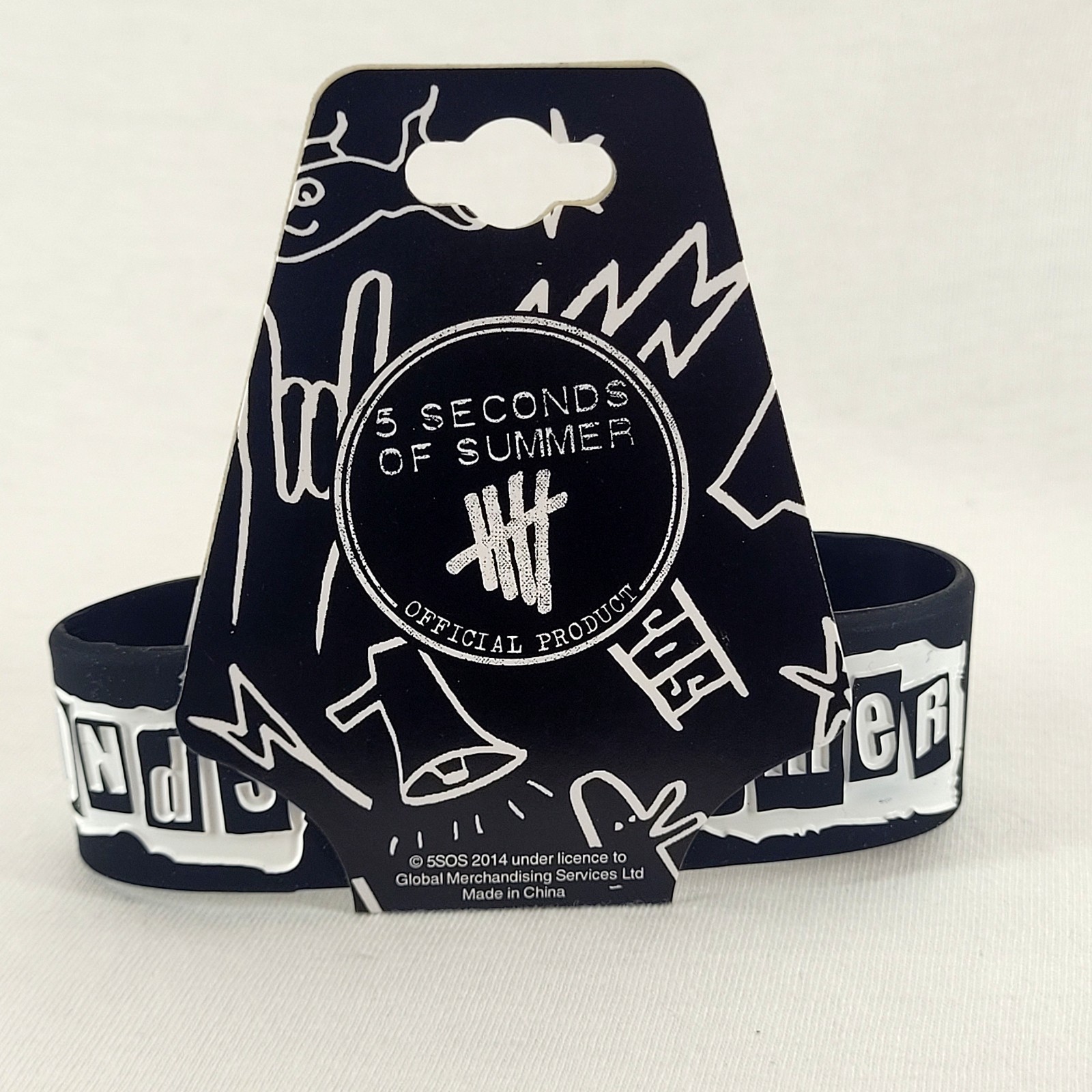 Official 5 Seconds of Summer 5SOS Rubber Bracelet Black Pink Crown 2014 – NEW